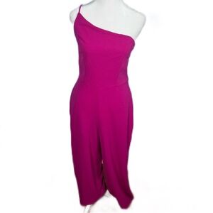 NWT‎ Crystal Sky Casual Preppy Classic Hot Pink One-Shoulder Jumpsuit Size Large
